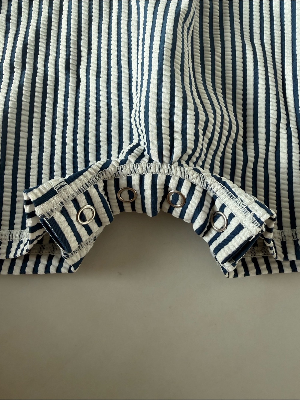 Rugged Butts Blue Seersucker Rash Guard One Piece Swimsuit - Picture 5 of 6